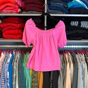 Katydid pink gauzy elastic neckline 1/2 sleeve top size S